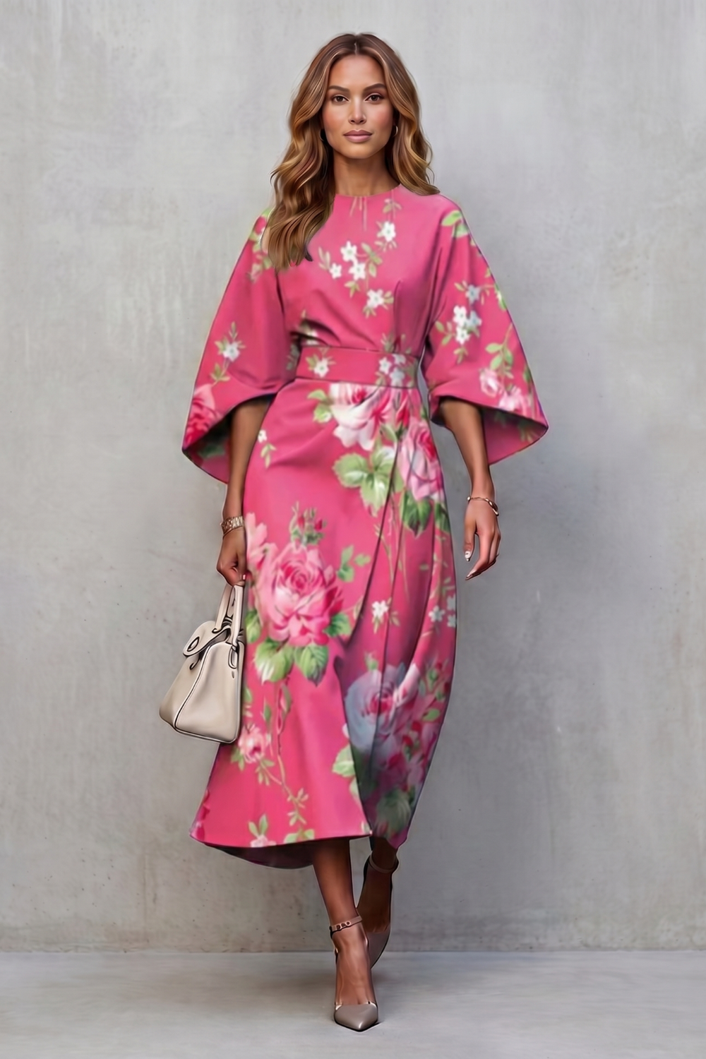 Floravie – Vibrant watercolour blooms – Midi dress-10911740494167-OLVIA ROSE LONDON