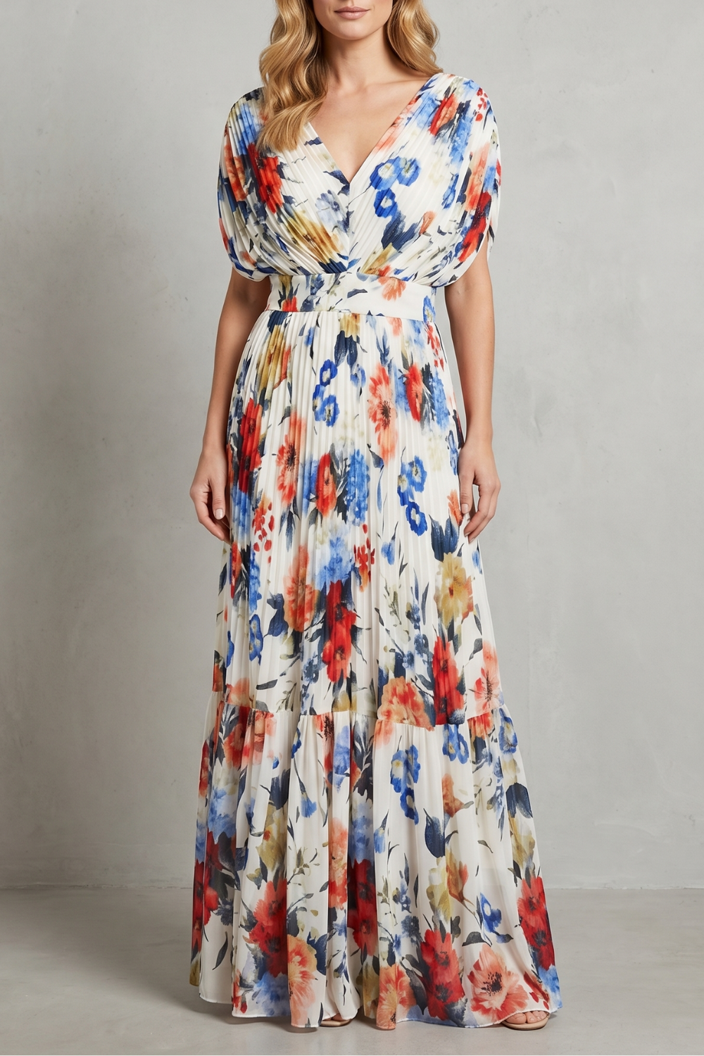 Floravienne – Pleated floral elegance – Maxi dress-10747354972503-OLVIA ROSE LONDON