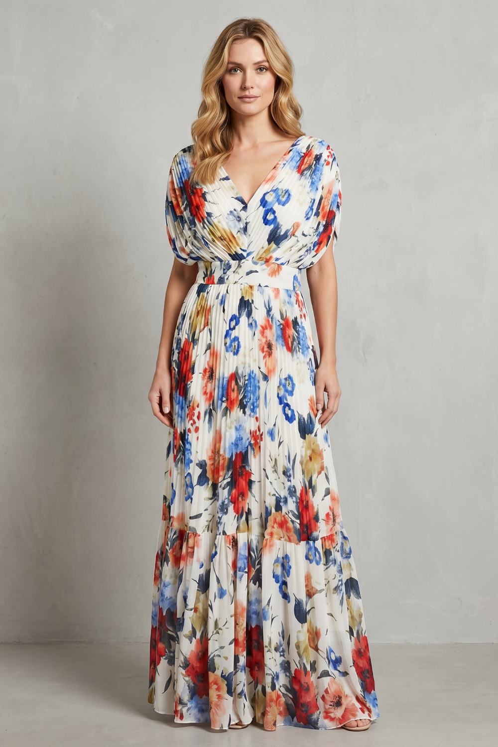 Floravienne – Pleated floral elegance – Maxi dress-10747354972503-OLVIA ROSE LONDON