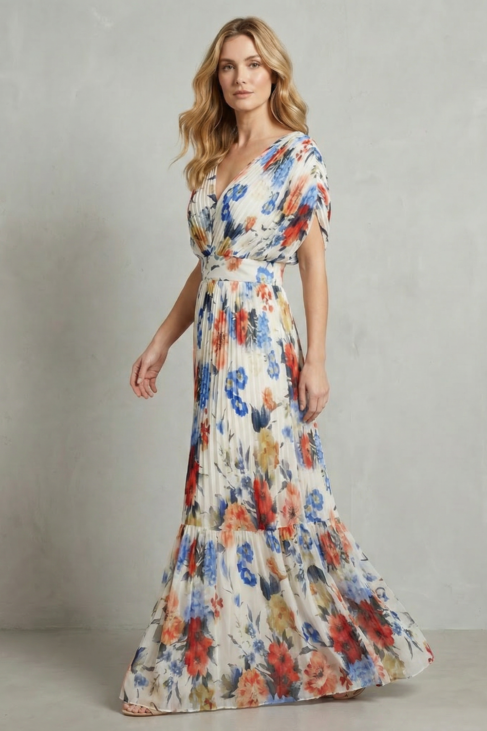 Floravienne – Pleated floral elegance – Maxi dress-10747354972503-OLVIA ROSE LONDON