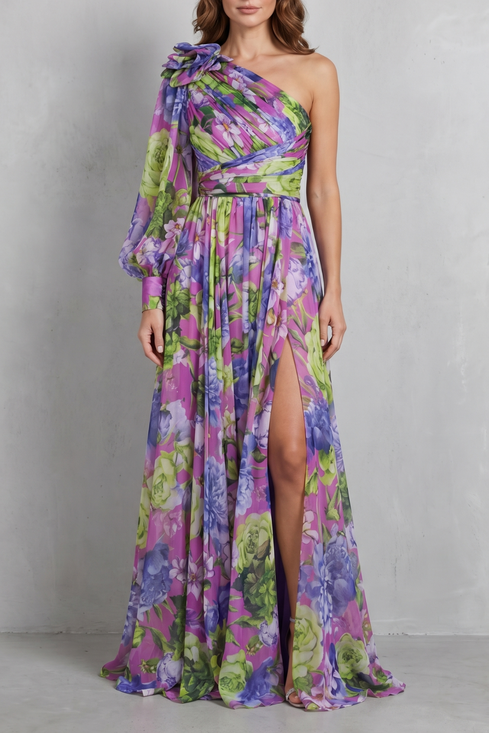 Floravique – One-shoulder floral drape – Maxi dress-10755684499799-OLVIA ROSE LONDON