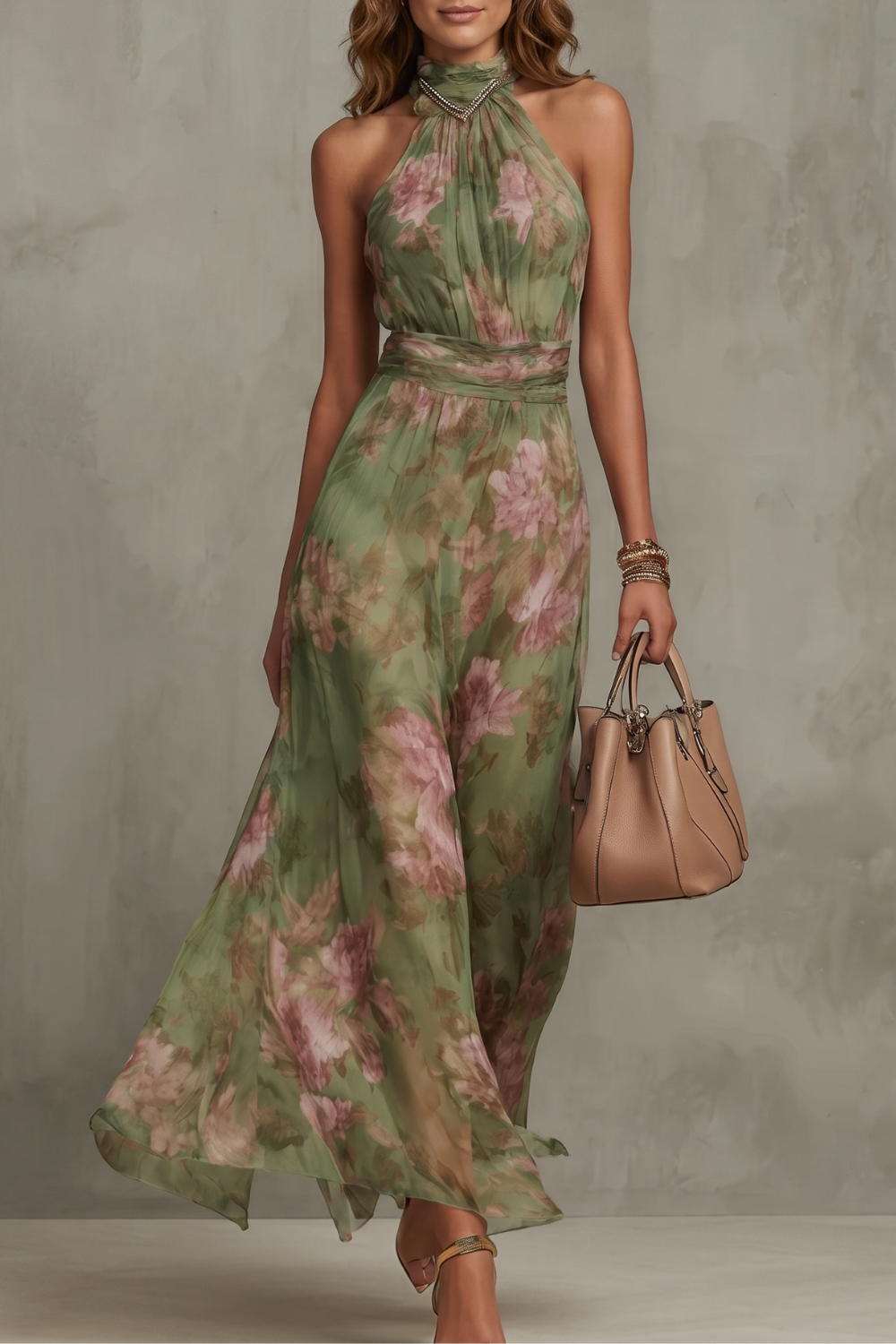 Floréa – Romantic floral halter silhouette – Maxi dress-10765744931159-OLVIA ROSE LONDON