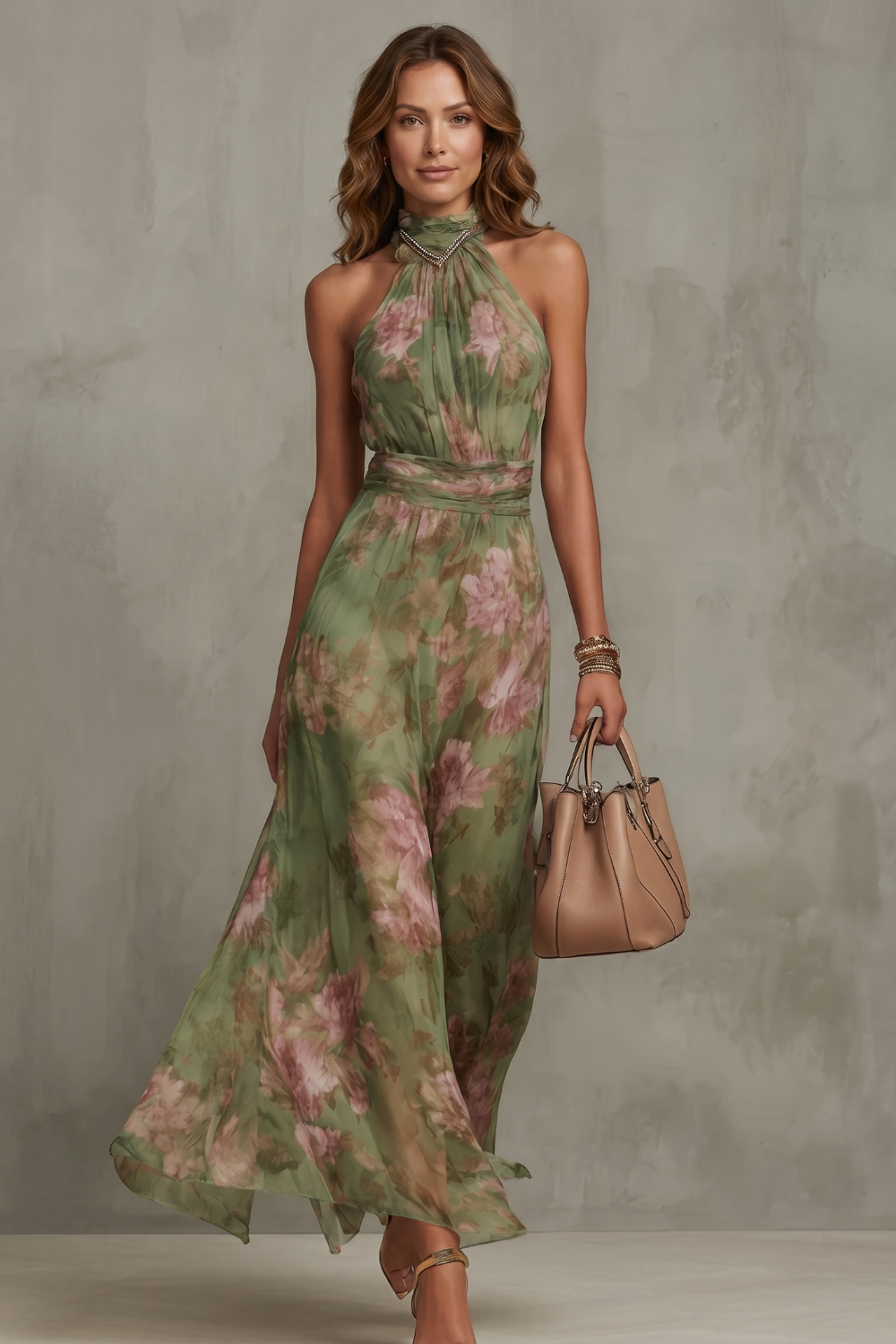 Floréa – Romantic floral halter silhouette – Maxi dress-10765744931159-OLVIA ROSE LONDON