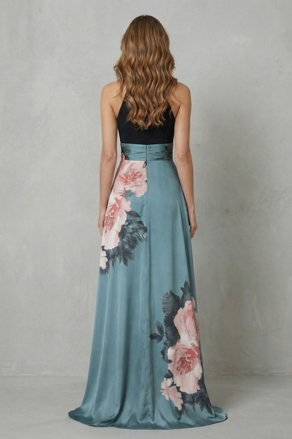Florévia – Contrast floral elegance – Maxi dress-10642200133975-OLVIA ROSE LONDON