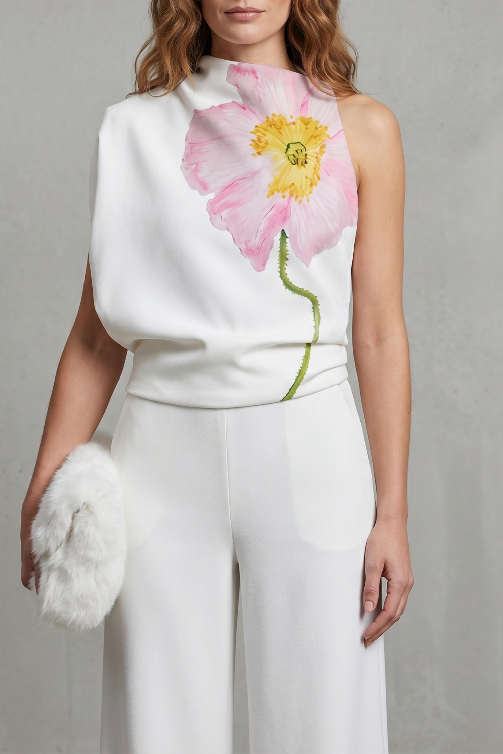 Florielle – Artistic floral print – Asymmetric sleeveless top-10757700485463-OLVIA ROSE LONDON