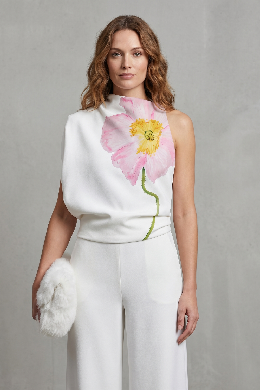 Florielle – Artistic floral print – Asymmetric sleeveless top-10757700485463-OLVIA ROSE LONDON