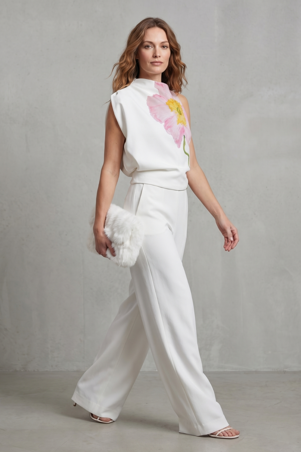 Florielle – Artistic floral print – Asymmetric sleeveless top-10757700485463-OLVIA ROSE LONDON