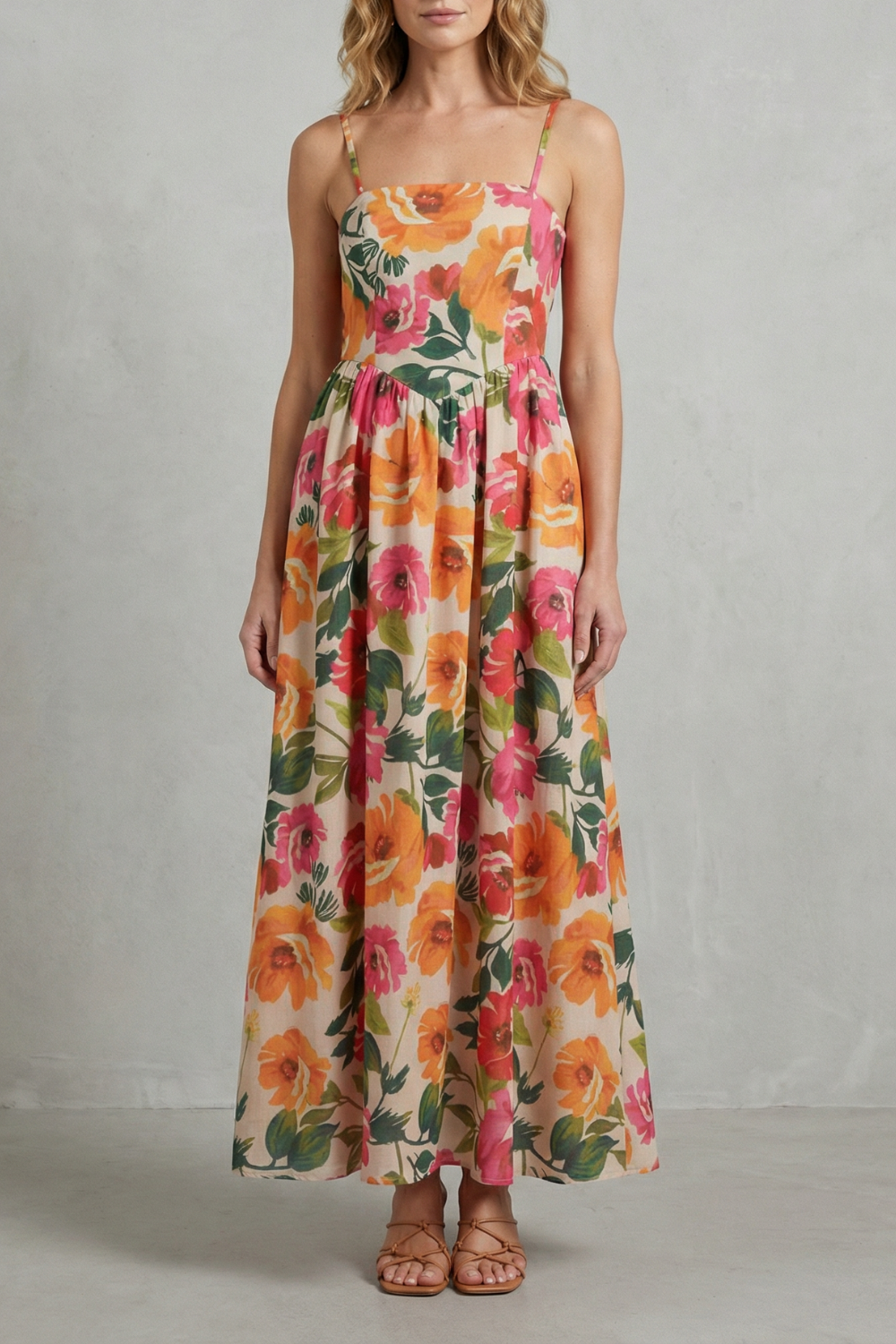 Florielle – Square neck floral charm – Midi dress-10755682828631-OLVIA ROSE LONDON