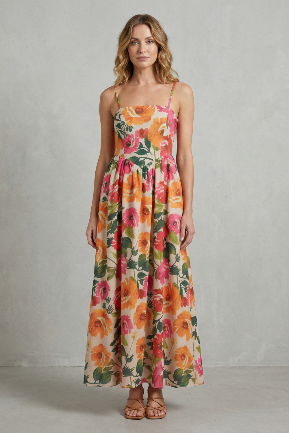 Florielle – Square neck floral charm – Midi dress-10755682828631-OLVIA ROSE LONDON