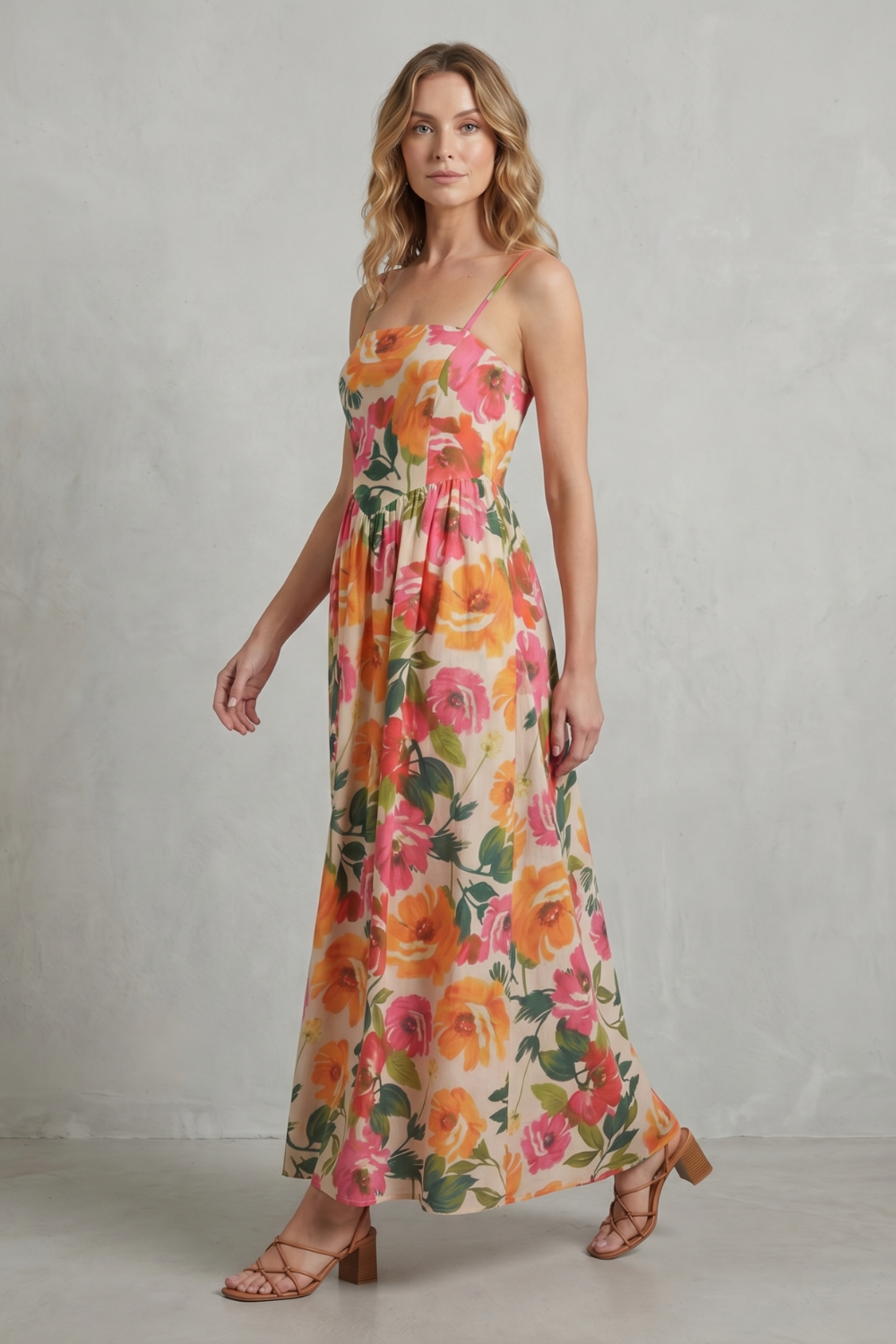 Florielle – Square neck floral charm – Midi dress-10755682828631-OLVIA ROSE LONDON