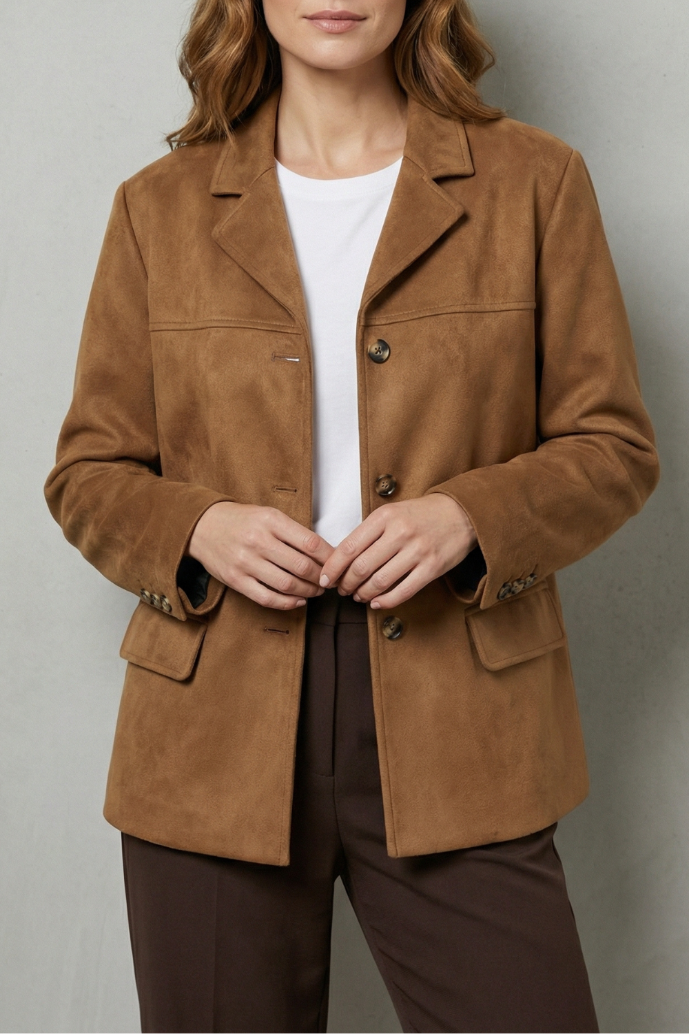 Giulietta – Structured shoulders – Suede blazer-10427606171991-OLVIA ROSE LONDON