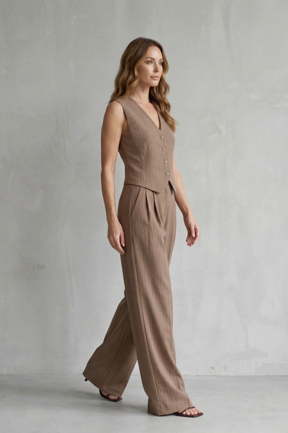 Isadora – Pinstripe Vest Suit Set – Modern Vintage Edge-10510602207575-OLVIA ROSE LONDON