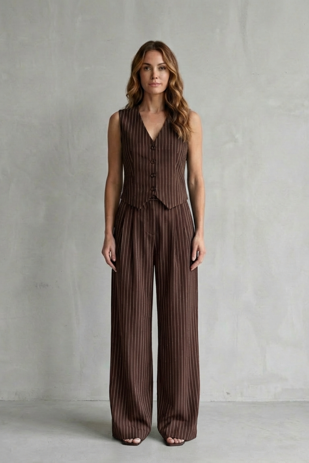 Isadora – Pinstripe Vest Suit Set – Modern Vintage Edge-10510602207575-OLVIA ROSE LONDON