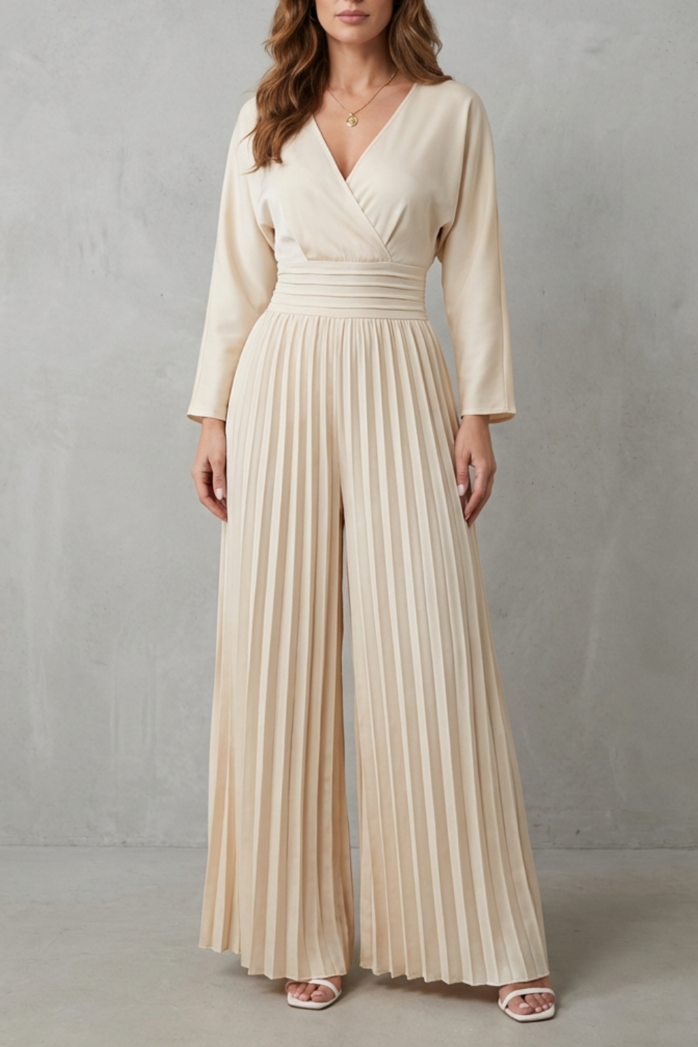 Isla – Pleated Wide-Leg Jumpsuit – Effortless Elegance-10494057972055-OLVIA ROSE LONDON