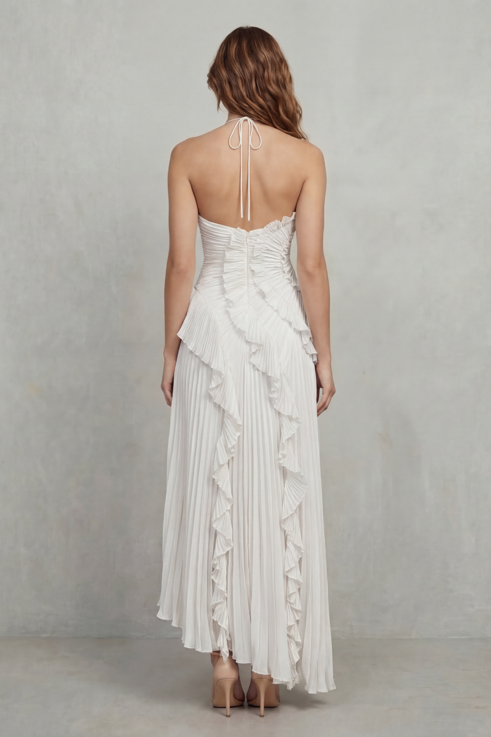 Lavirea – Sculpted pleats – One-shoulder midi dress-10488081252695-OLVIA ROSE LONDON