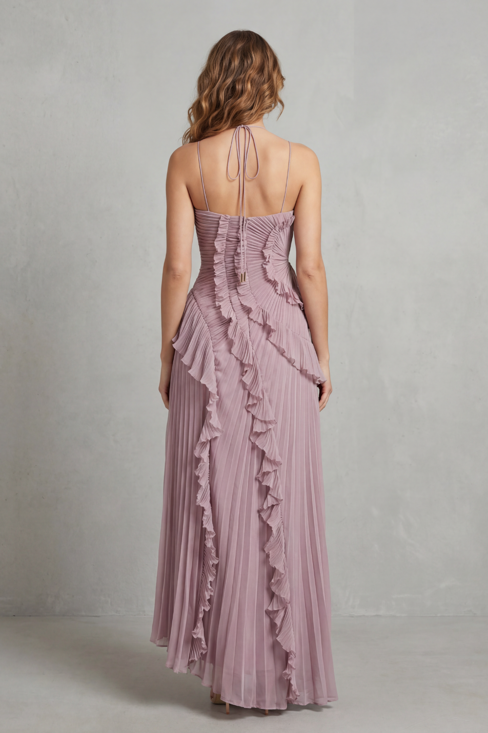 Lavirea – Sculpted pleats – One-shoulder midi dress-10488081252695-OLVIA ROSE LONDON