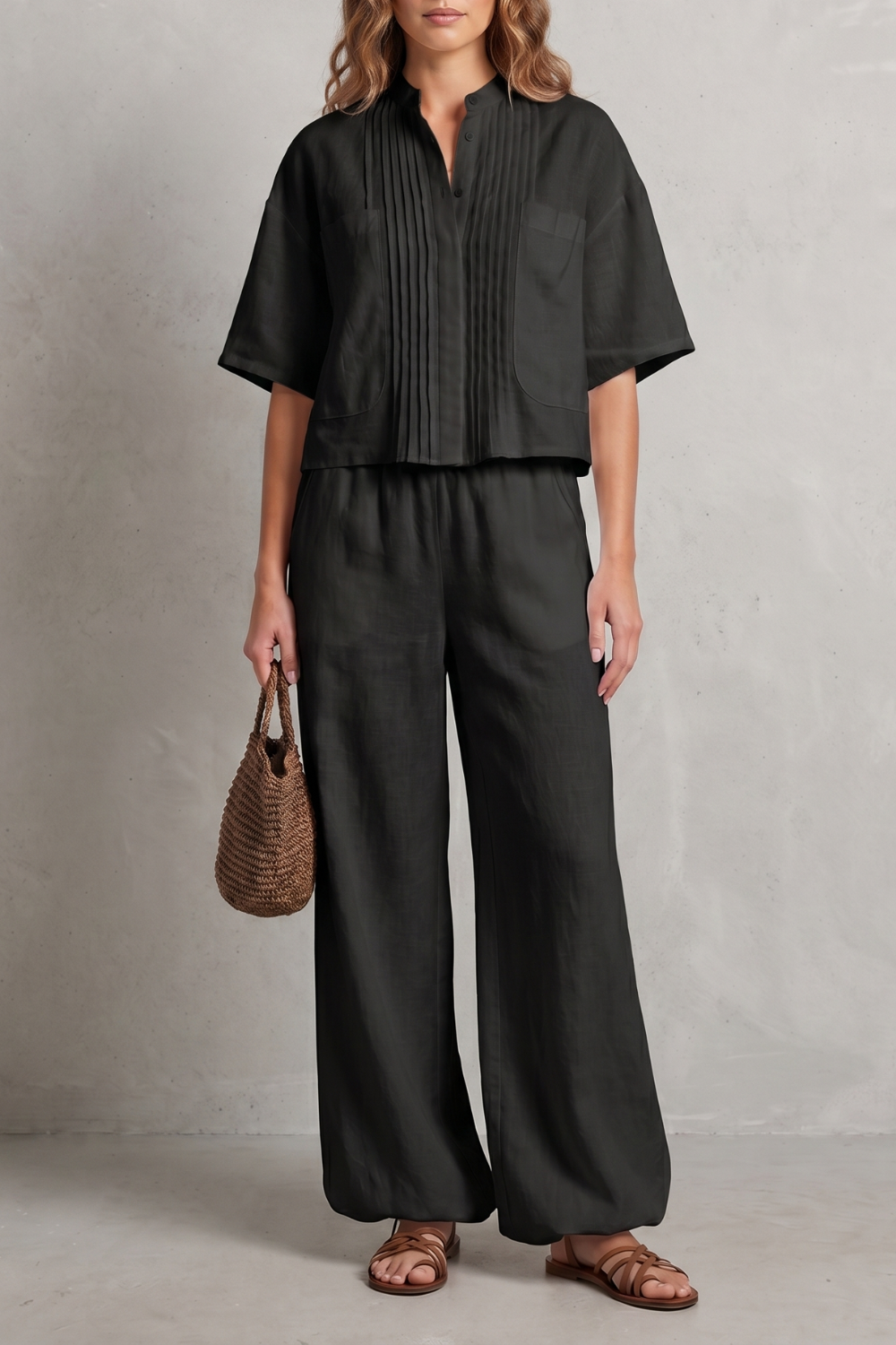 Limeaux – Breezy pleated elegance – Trouser set-10914601435479-OLVIA ROSE LONDON