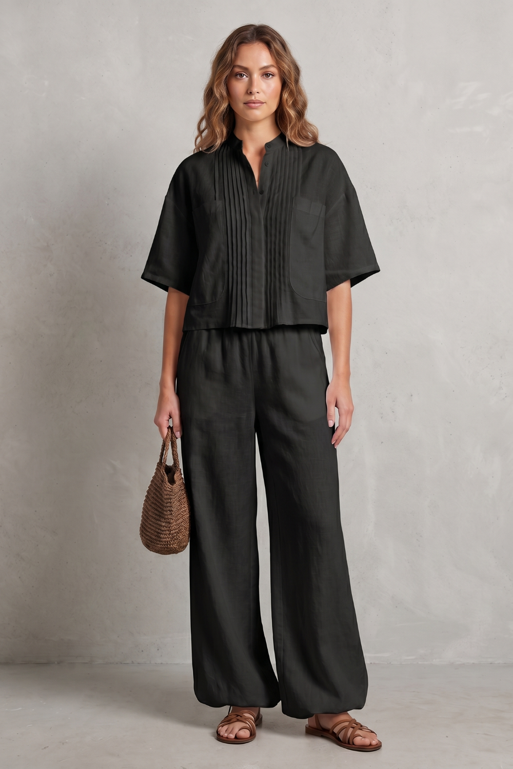 Limeaux – Breezy pleated elegance – Trouser set-10914601435479-OLVIA ROSE LONDON