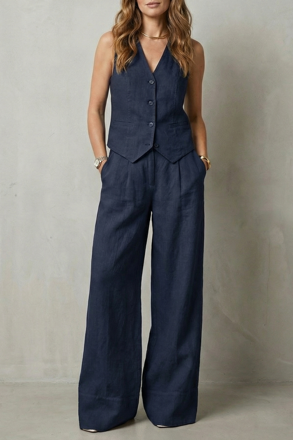 Linéaura – Relaxed tailored elegance – Vest and trouser set-10642241749335-OLVIA ROSE LONDON
