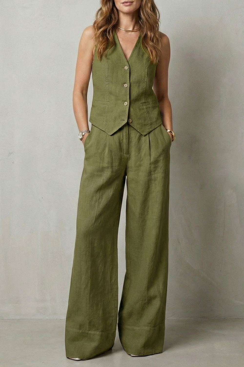 Linéaura – Relaxed tailored elegance – Vest and trouser set-10642241749335-OLVIA ROSE LONDON