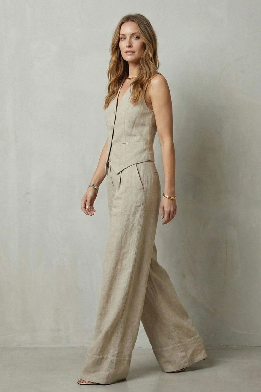Linéaura – Relaxed tailored elegance – Vest and trouser set-10642241749335-OLVIA ROSE LONDON