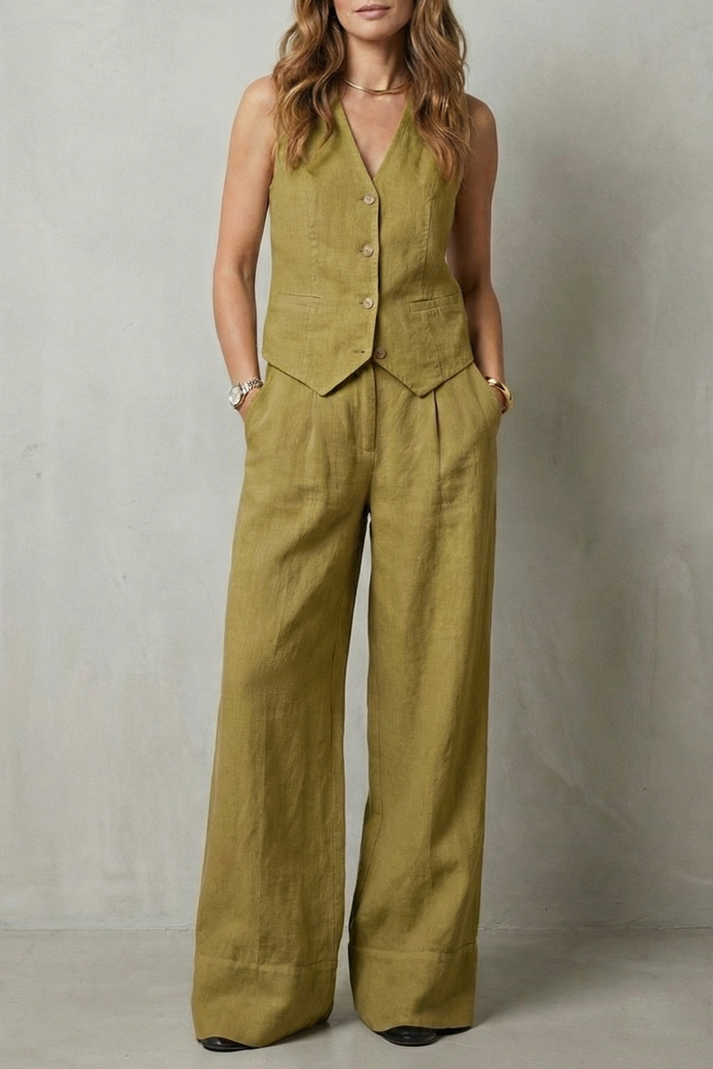 Linéaura – Relaxed tailored elegance – Vest and trouser set-10642241749335-OLVIA ROSE LONDON