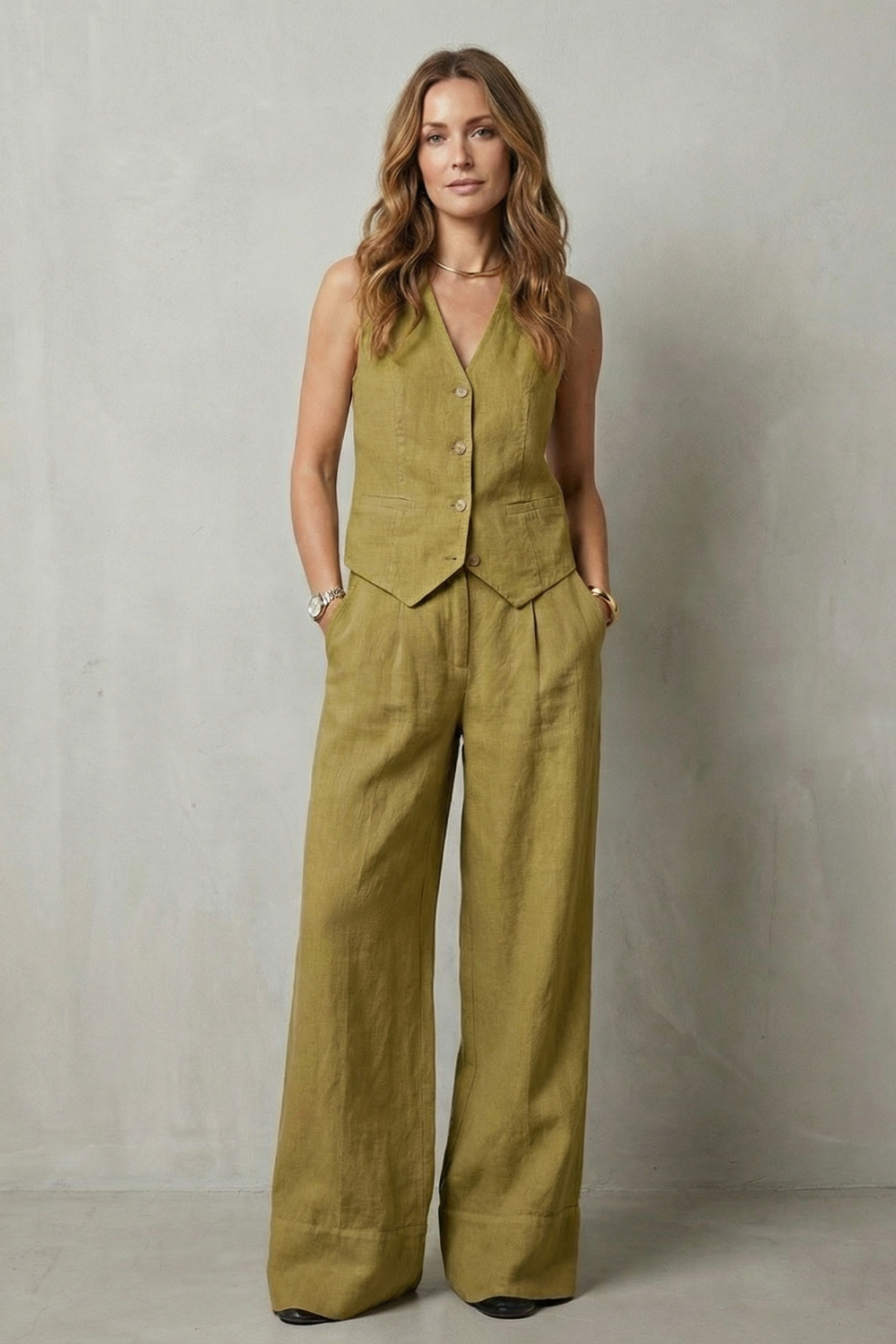 Linéaura – Relaxed tailored elegance – Vest and trouser set-10642241749335-OLVIA ROSE LONDON