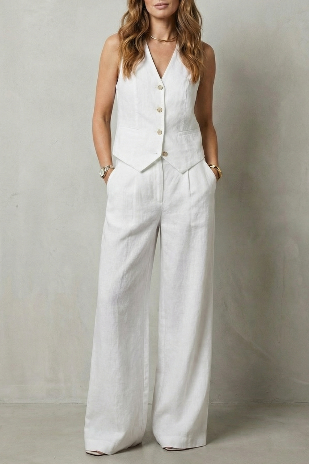 Linéaura – Relaxed tailored elegance – Vest and trouser set-10642241749335-OLVIA ROSE LONDON