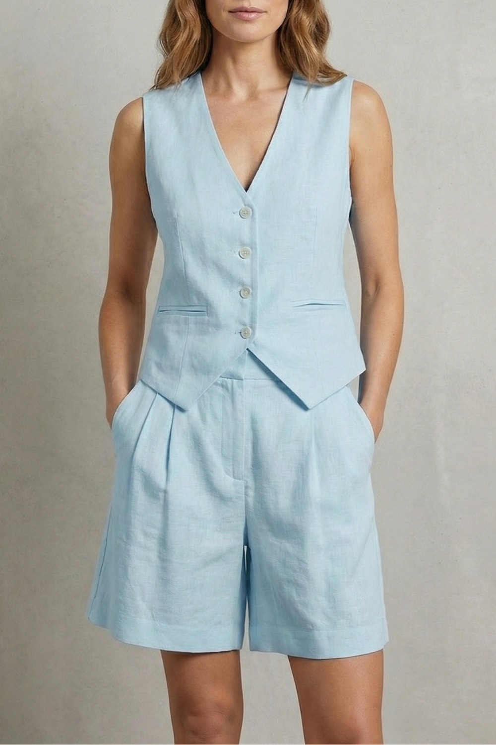 Linévora – Tailored summer ease – Vest and short set-10642278678871-OLVIA ROSE LONDON