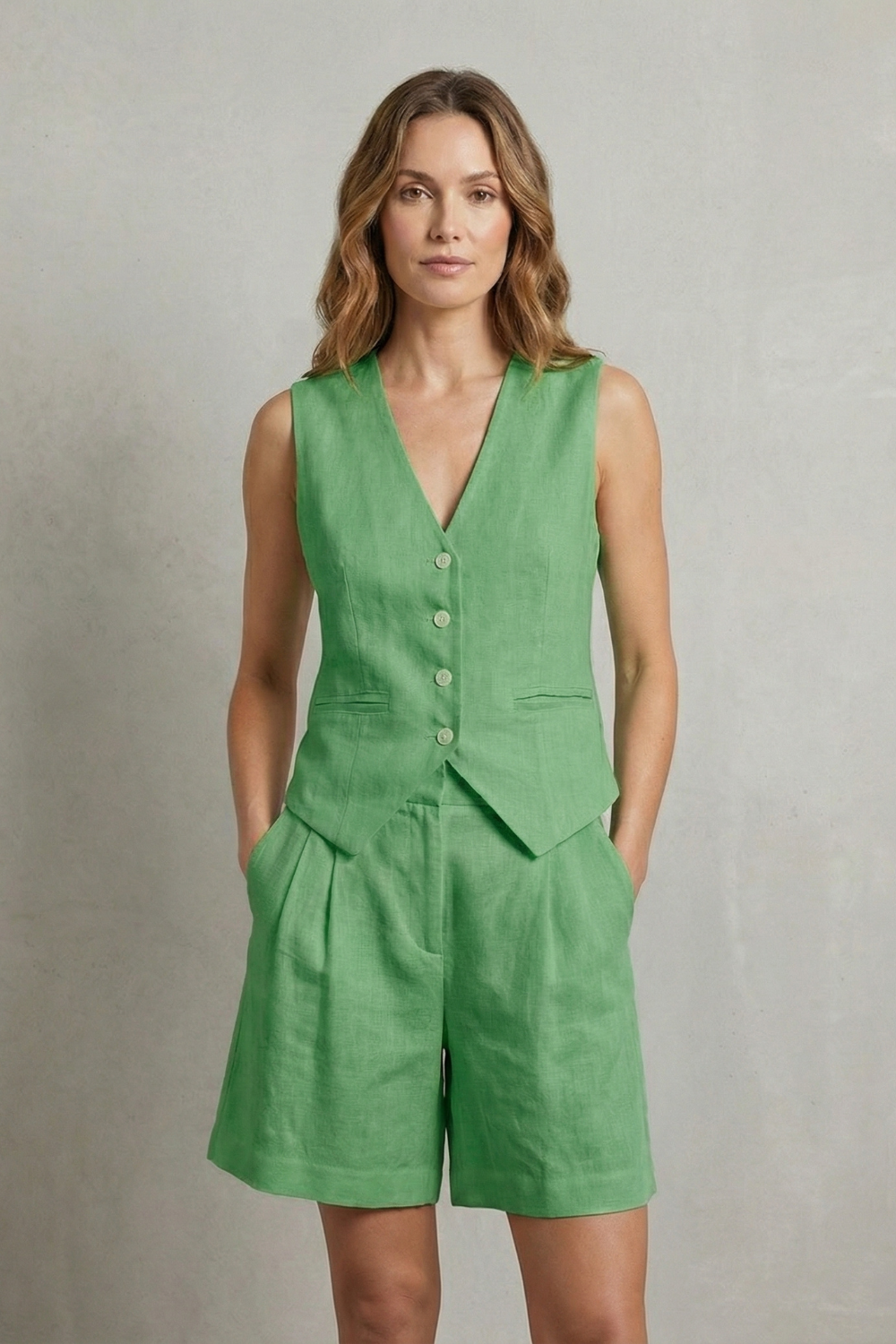 Linévora – Tailored summer ease – Vest and short set-10642278678871-OLVIA ROSE LONDON