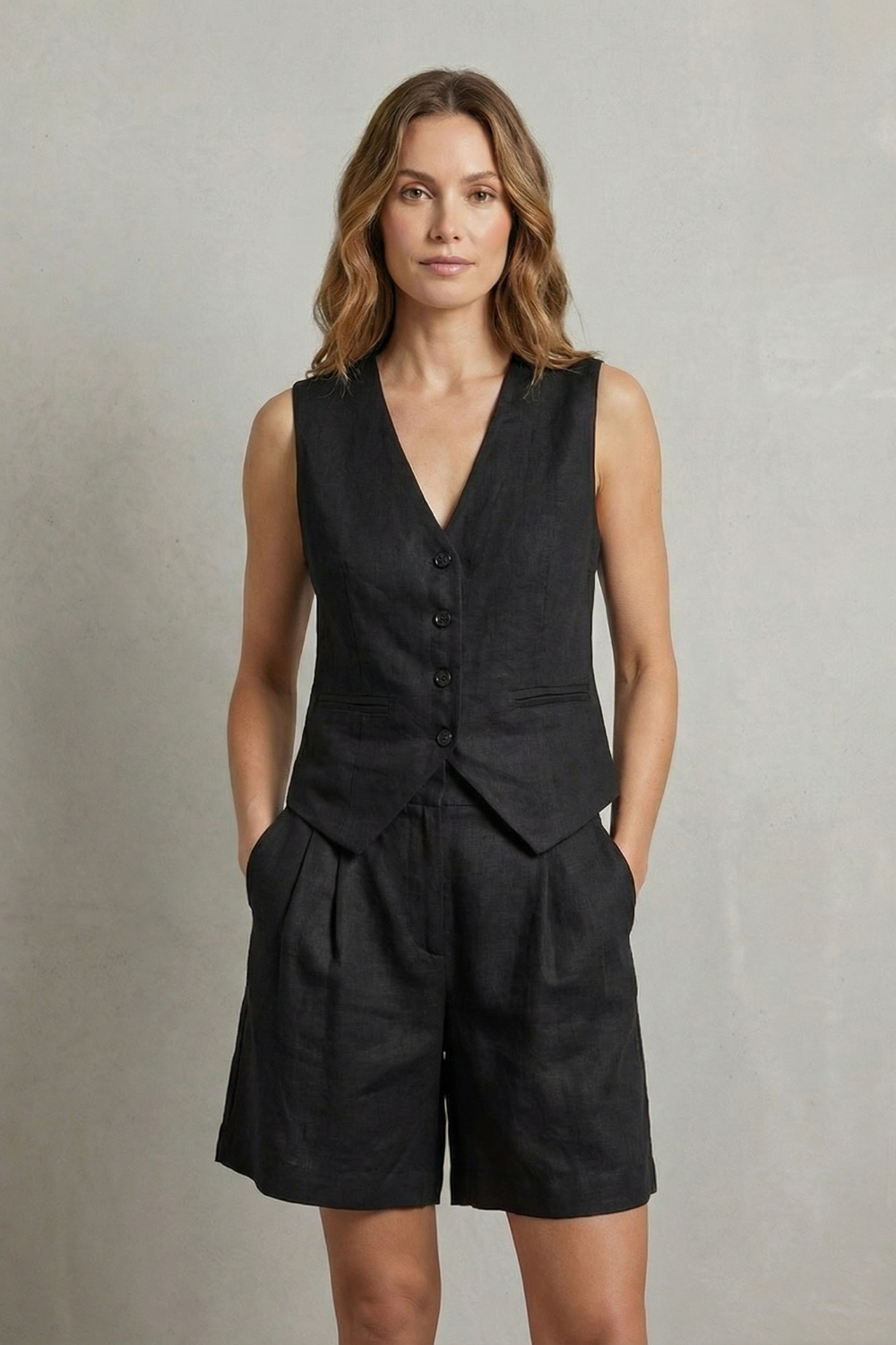 Linévora – Tailored summer ease – Vest and short set-10642278678871-OLVIA ROSE LONDON