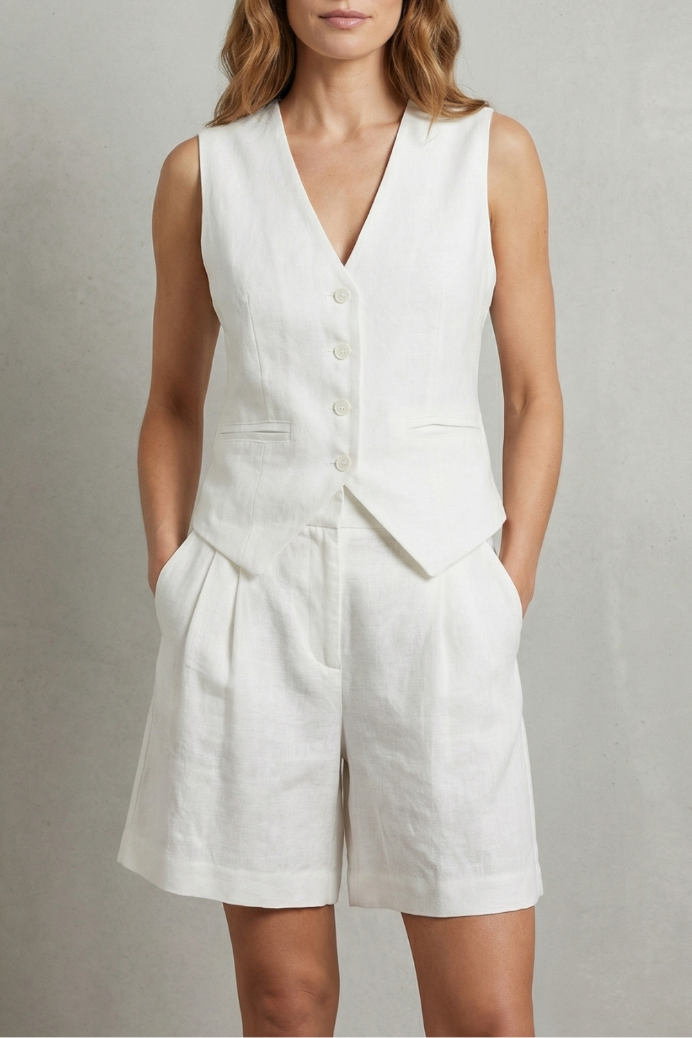 Linévora – Tailored summer ease – Vest and short set-10642278678871-OLVIA ROSE LONDON