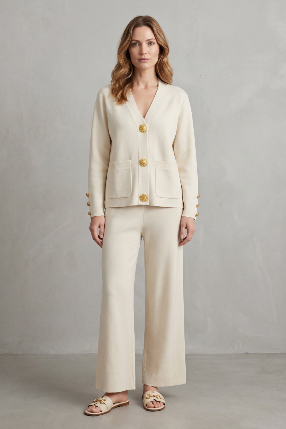 Livia – Gold button detail – Buttoned lounge set-10490773799255-OLVIA ROSE LONDON