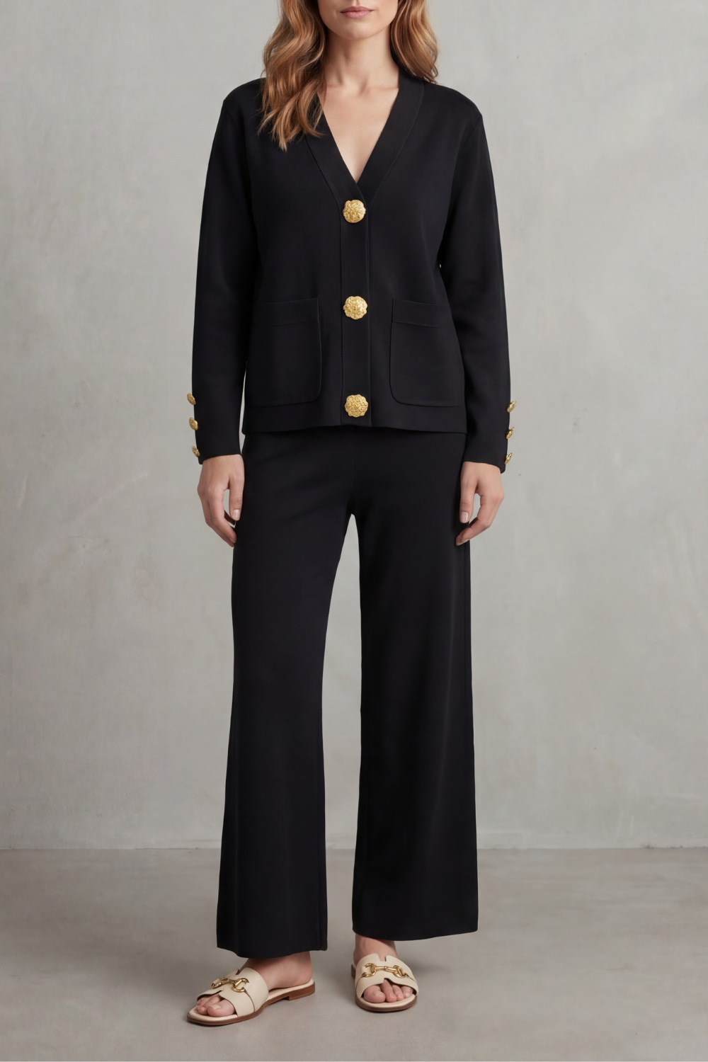 Livia – Gold button detail – Buttoned lounge set-10490773799255-OLVIA ROSE LONDON