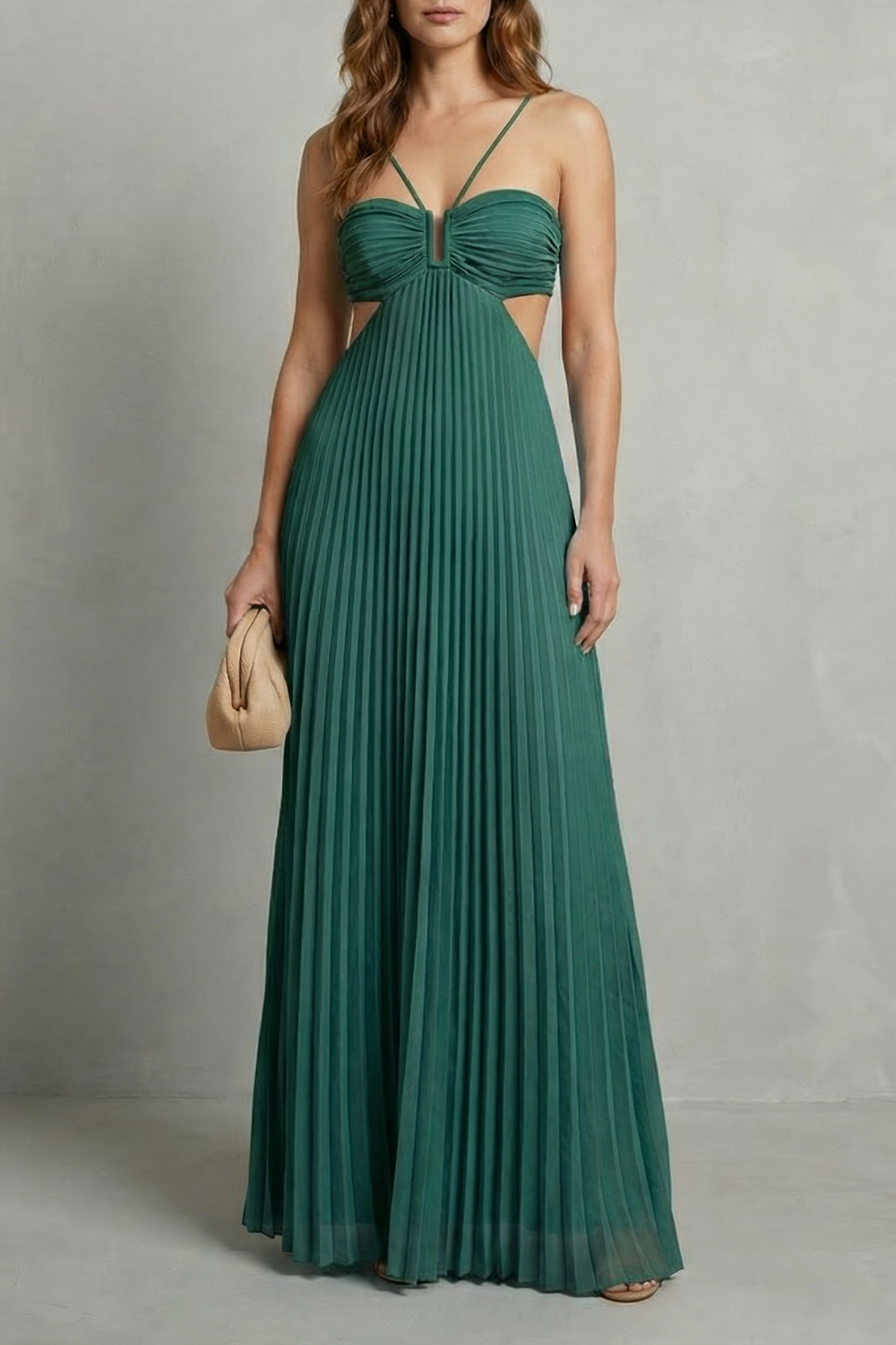 Luellara – Pleated halter elegance – Maxi dress-10747081294167-OLVIA ROSE LONDON