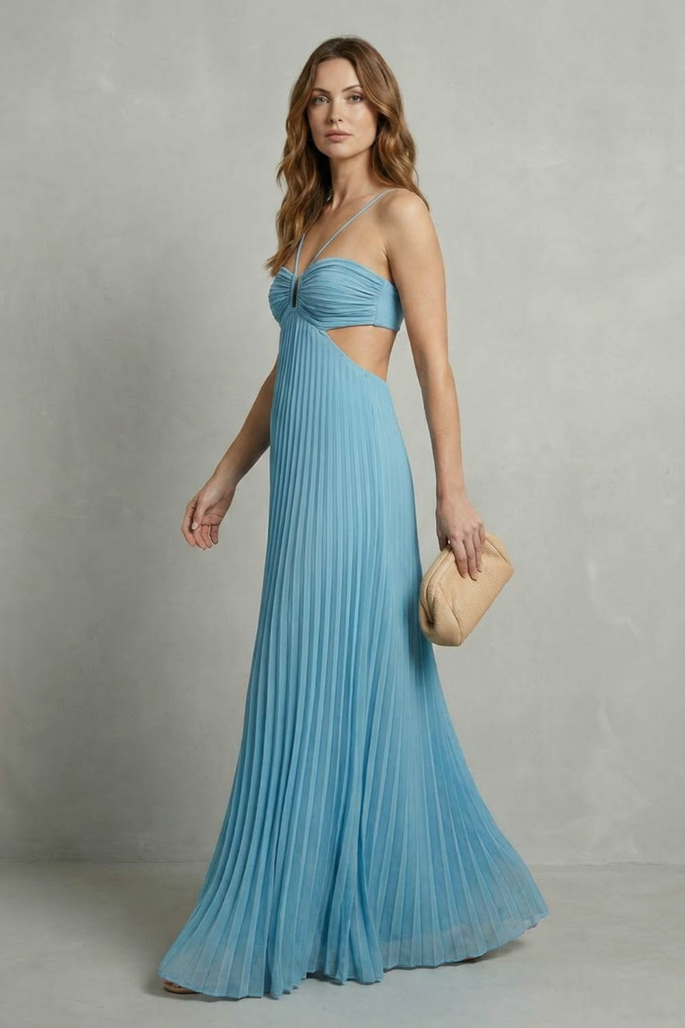 Luellara – Pleated halter elegance – Maxi dress-10747081294167-OLVIA ROSE LONDON