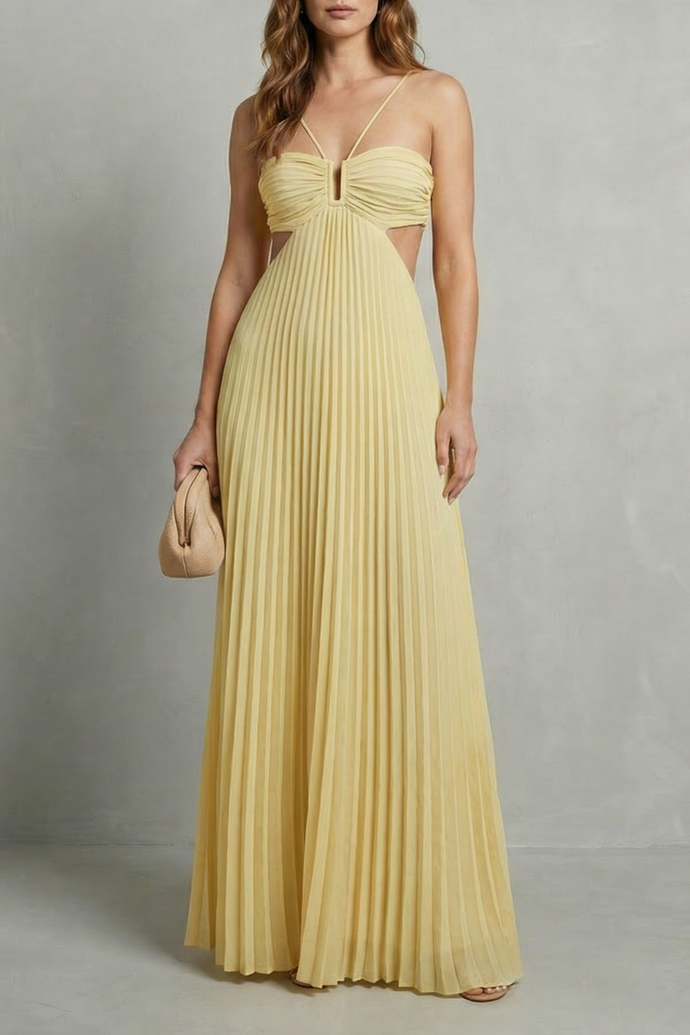 Luellara – Pleated halter elegance – Maxi dress-10747081294167-OLVIA ROSE LONDON