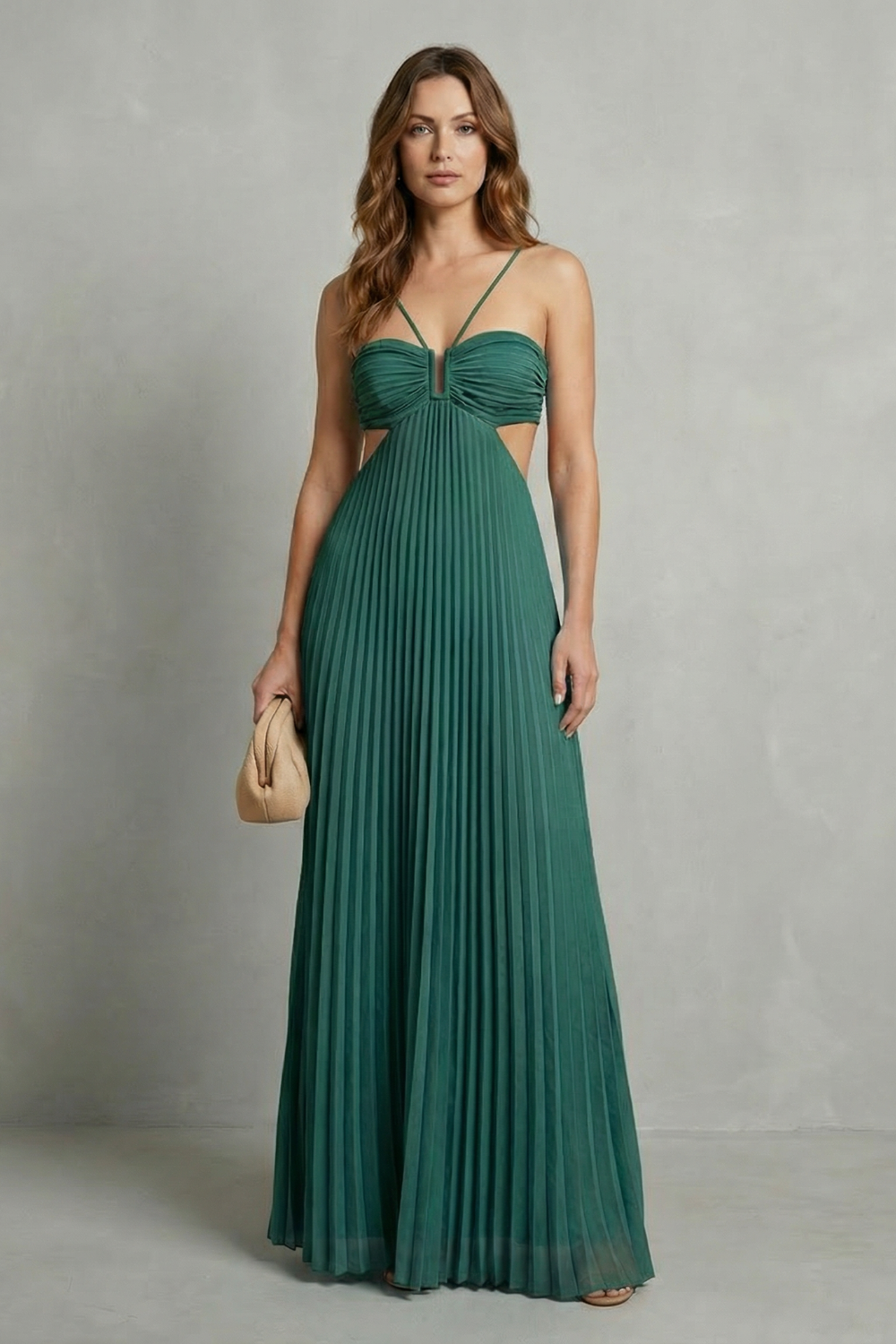 Luellara – Pleated halter elegance – Maxi dress-10747081294167-OLVIA ROSE LONDON