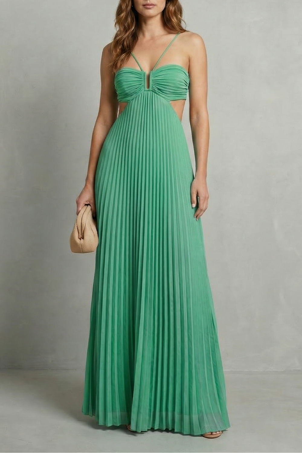 Luellara – Pleated halter elegance – Maxi dress-10747081294167-OLVIA ROSE LONDON