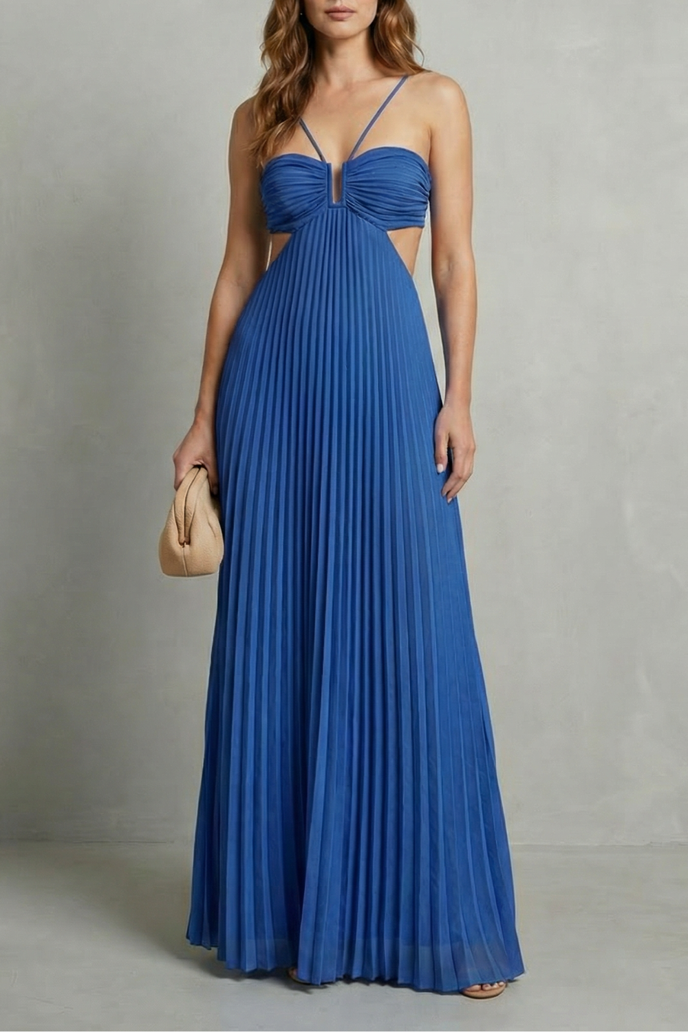 Luellara – Pleated halter elegance – Maxi dress-10747081294167-OLVIA ROSE LONDON