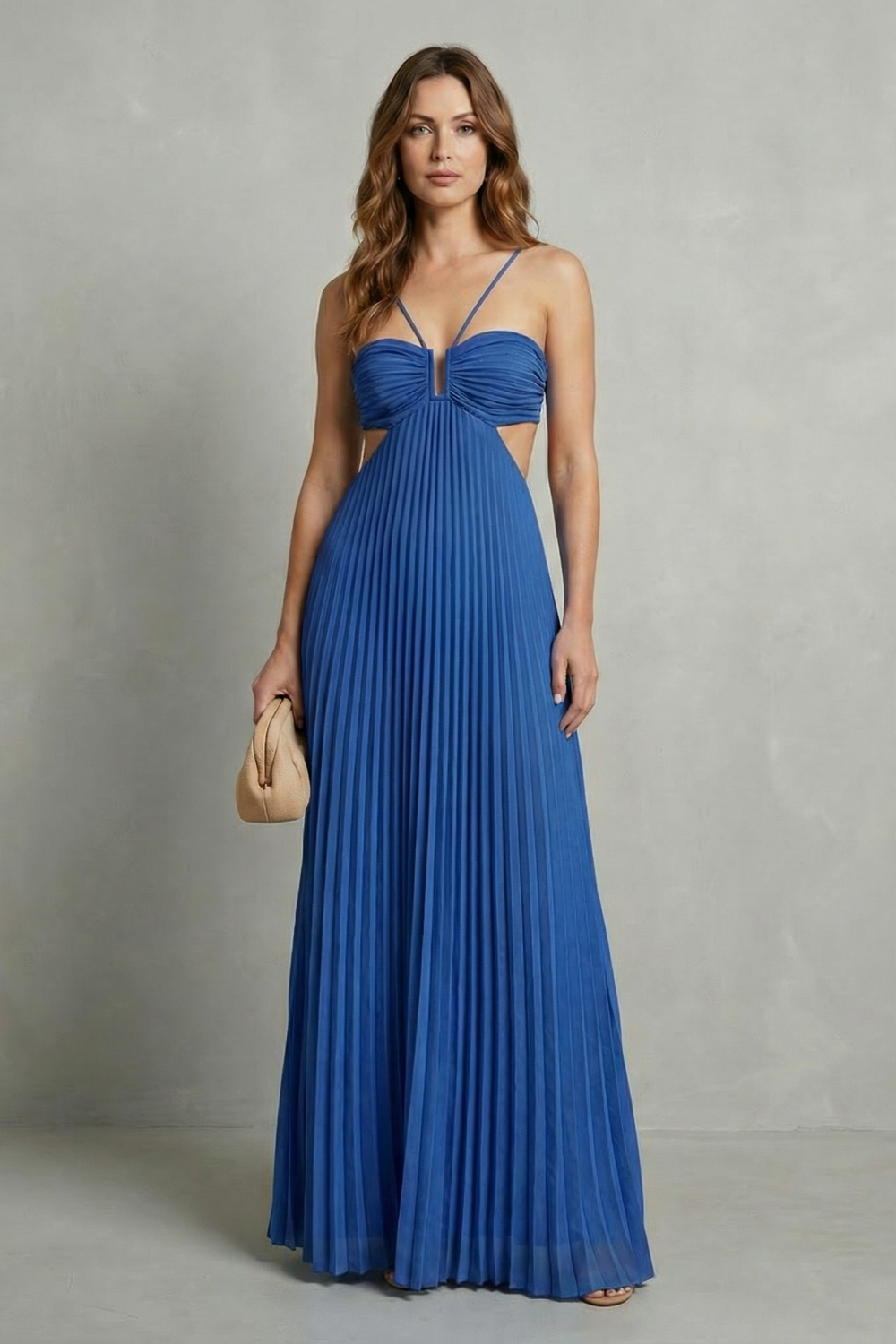 Luellara – Pleated halter elegance – Maxi dress-10747081294167-OLVIA ROSE LONDON