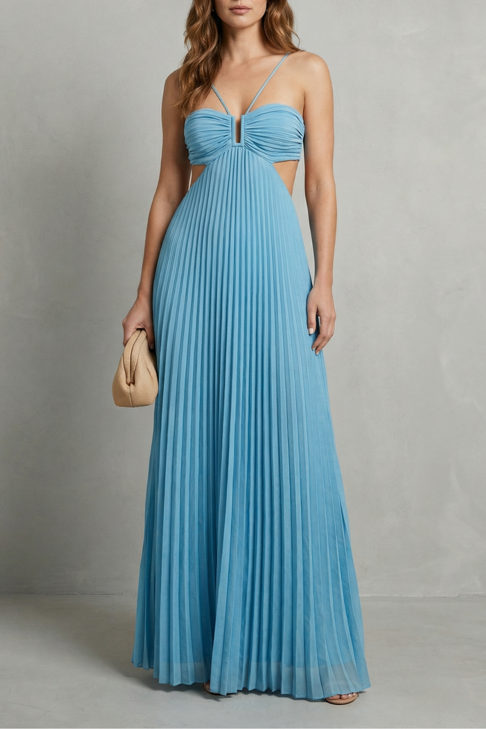 Luellara – Pleated halter elegance – Maxi dress-10747081294167-OLVIA ROSE LONDON