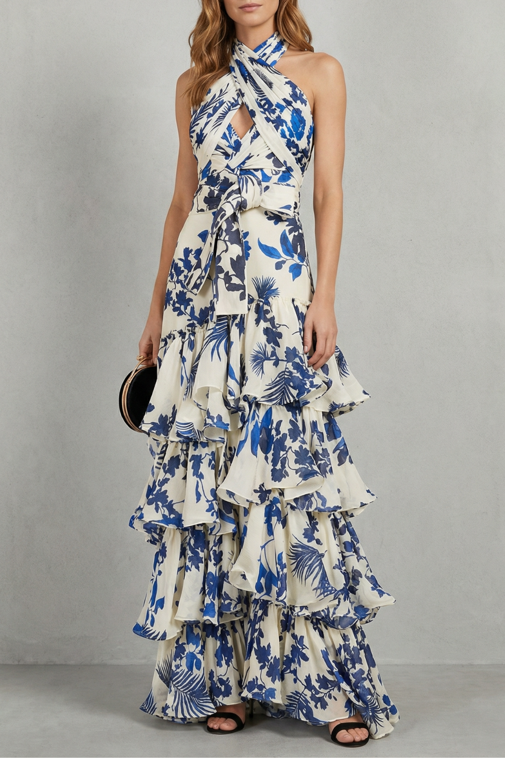 Lunarelle – Floral halter elegance – Maxi dress-10747349336407-OLVIA ROSE LONDON