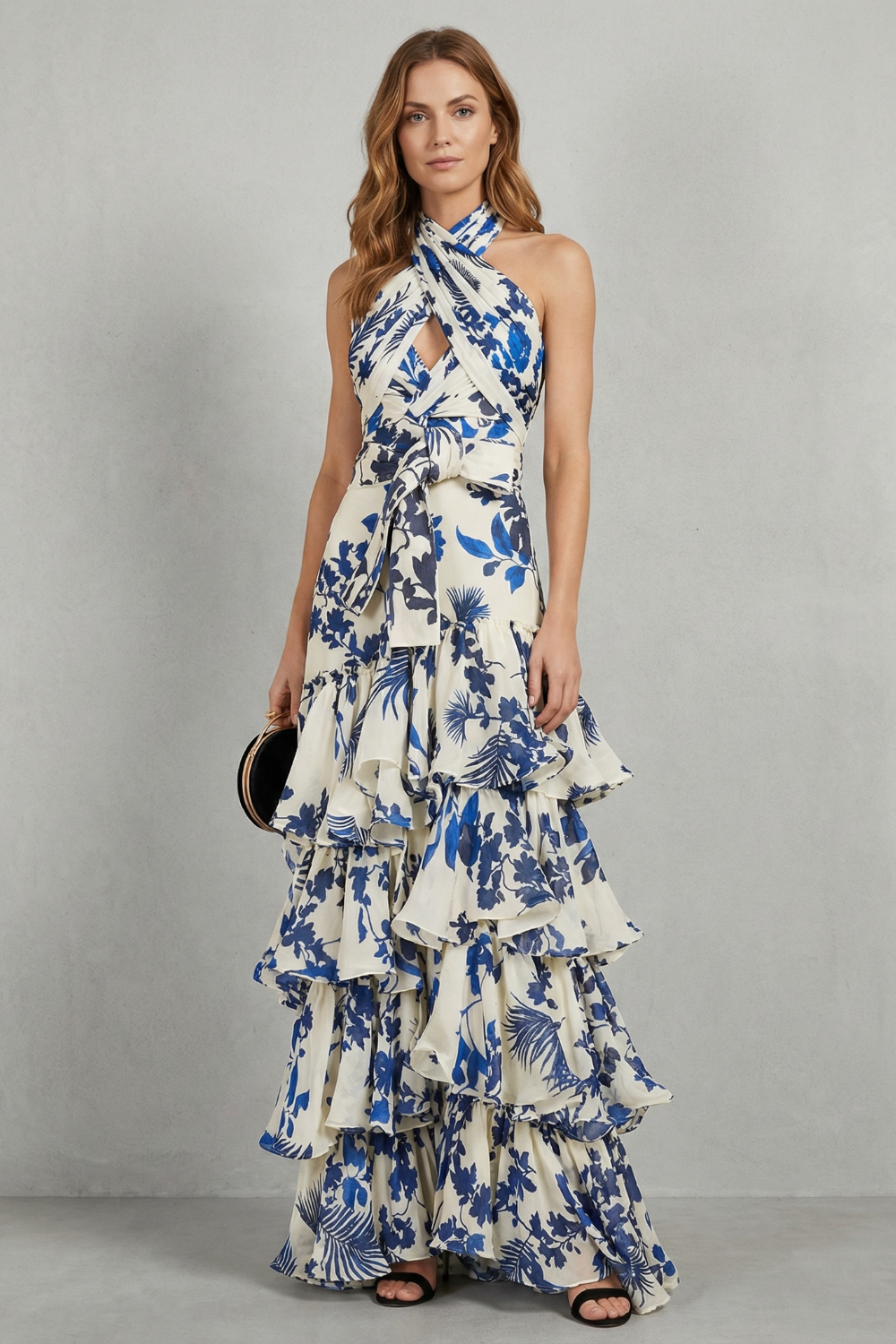 Lunarelle – Floral halter elegance – Maxi dress-10747349336407-OLVIA ROSE LONDON