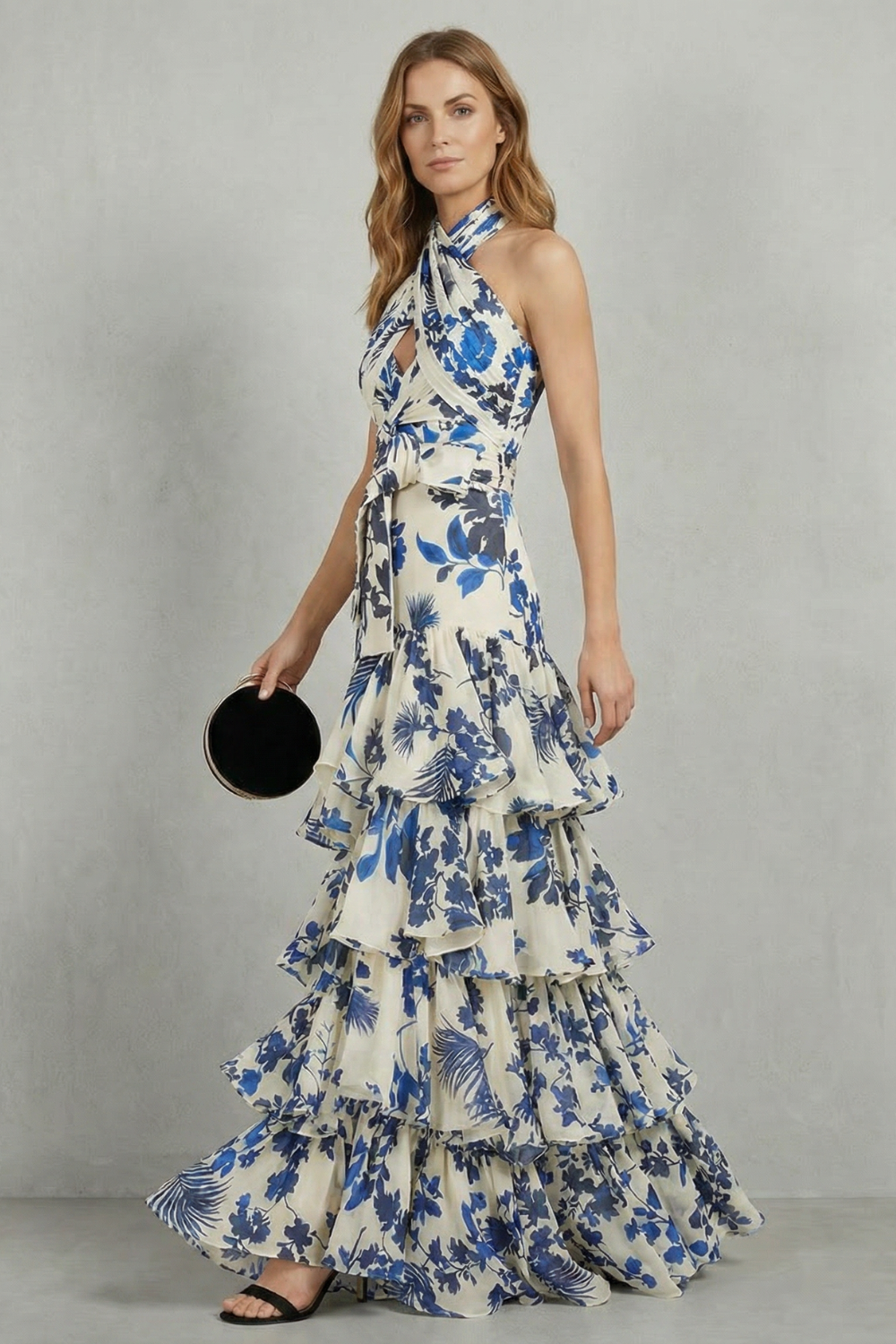 Lunarelle – Floral halter elegance – Maxi dress-10747349336407-OLVIA ROSE LONDON