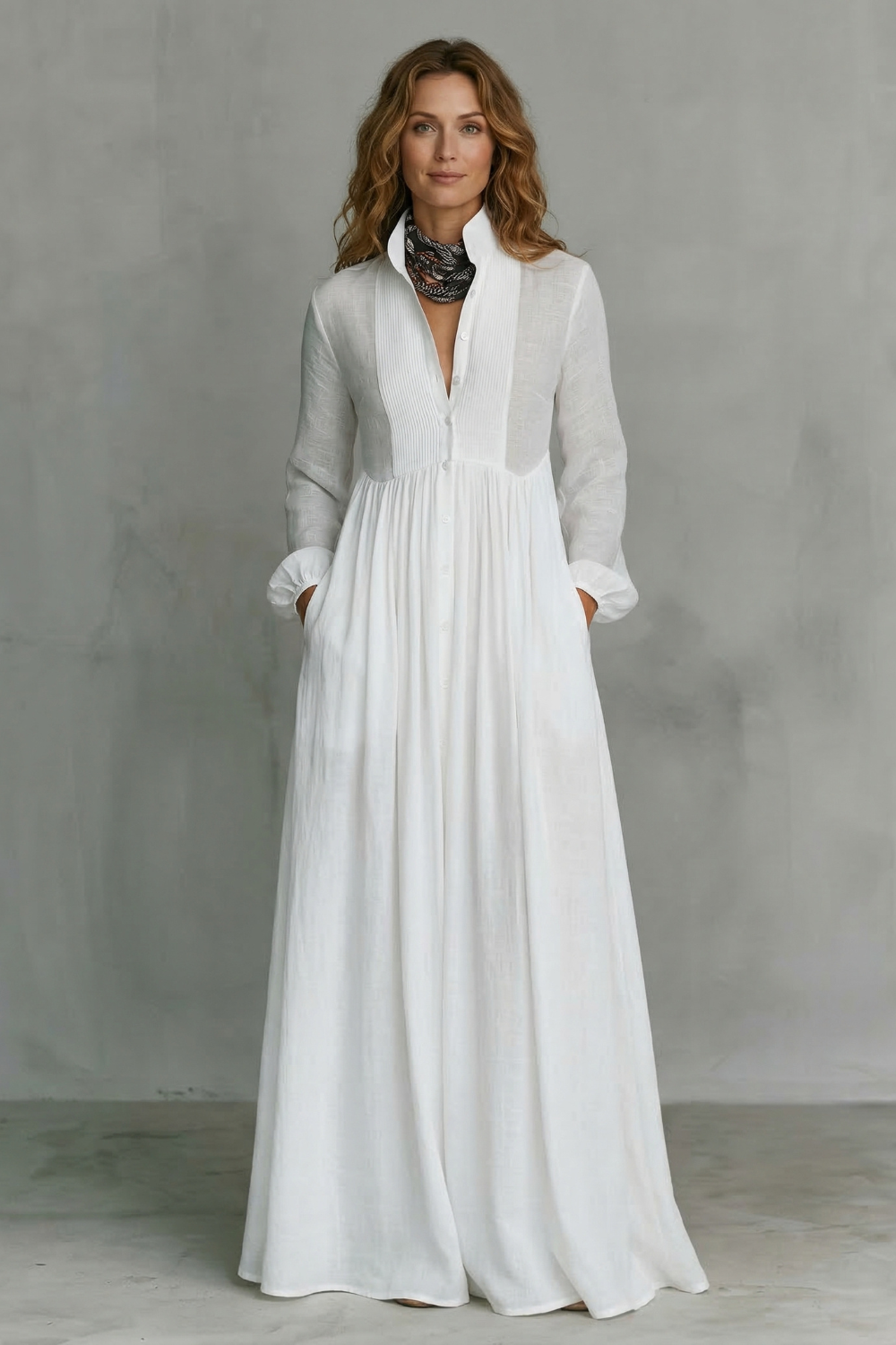 Lunarelle – Timeless minimalism – Mao collar maxi dress-10619263287639-OLVIA ROSE LONDON