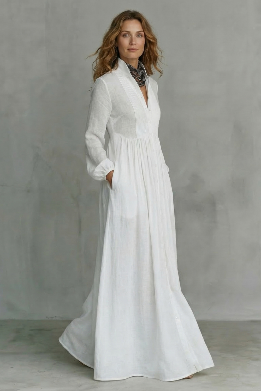 Lunarelle – Timeless minimalism – Mao collar maxi dress-10619263287639-OLVIA ROSE LONDON