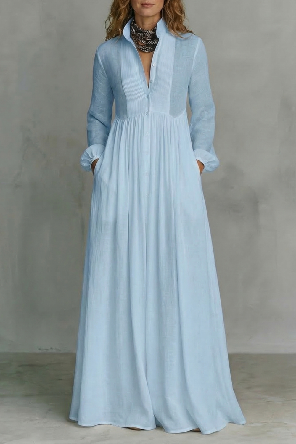 Lunarelle – Timeless minimalism – Mao collar maxi dress-10619263287639-OLVIA ROSE LONDON