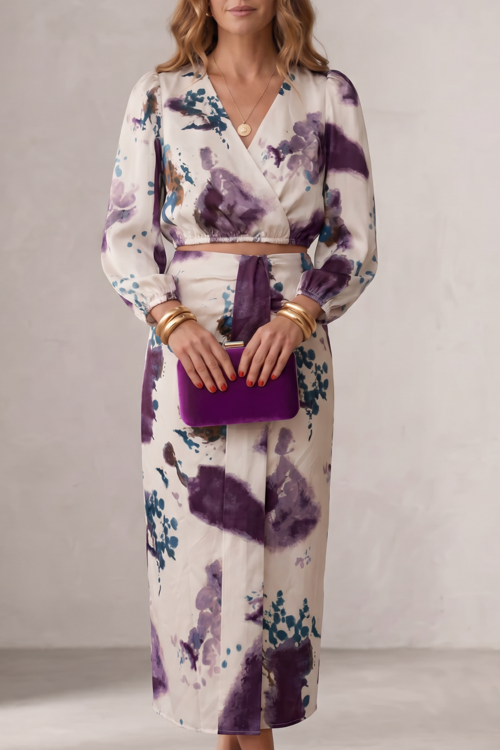 Violetta – Watercolour floral elegance – Blouse & skirt set-10765744537943-OLVIA ROSE LONDON
