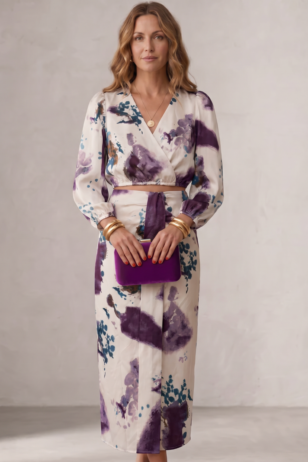 Violetta – Watercolour floral elegance – Blouse & skirt set-10765744537943-OLVIA ROSE LONDON